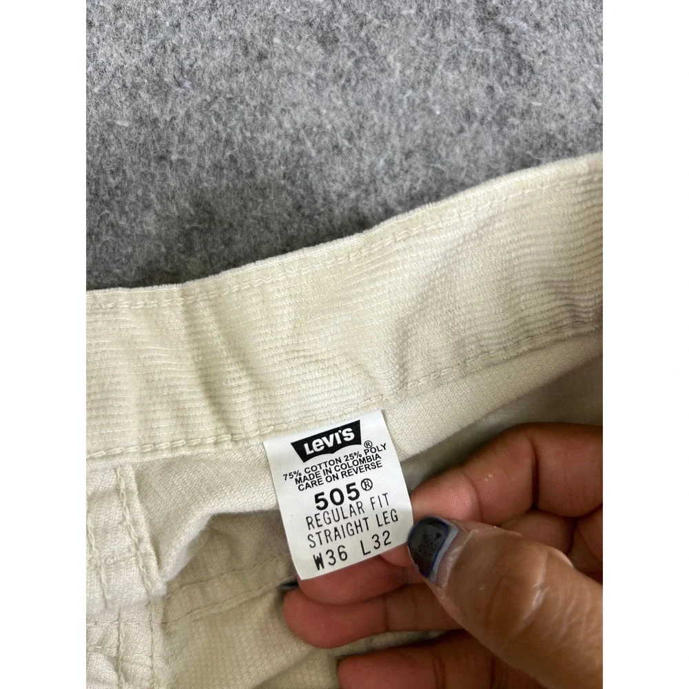 VTG 90s Levis 505 Corduroy Pants Mens 36x32 Beige Utility Regular Straight Leg